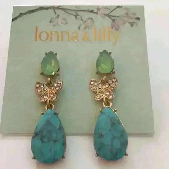 Lonna & Lilly newGold Tone Pave Butterfly Earrings - Picture 4 of 8